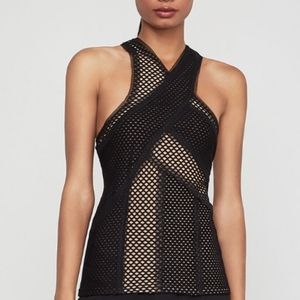 BCBGMaxAzaria Kaitlin Geometric mesh tank